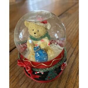 Christmas Teddy Bear Water Snow Globe In Resina Figurine 3"